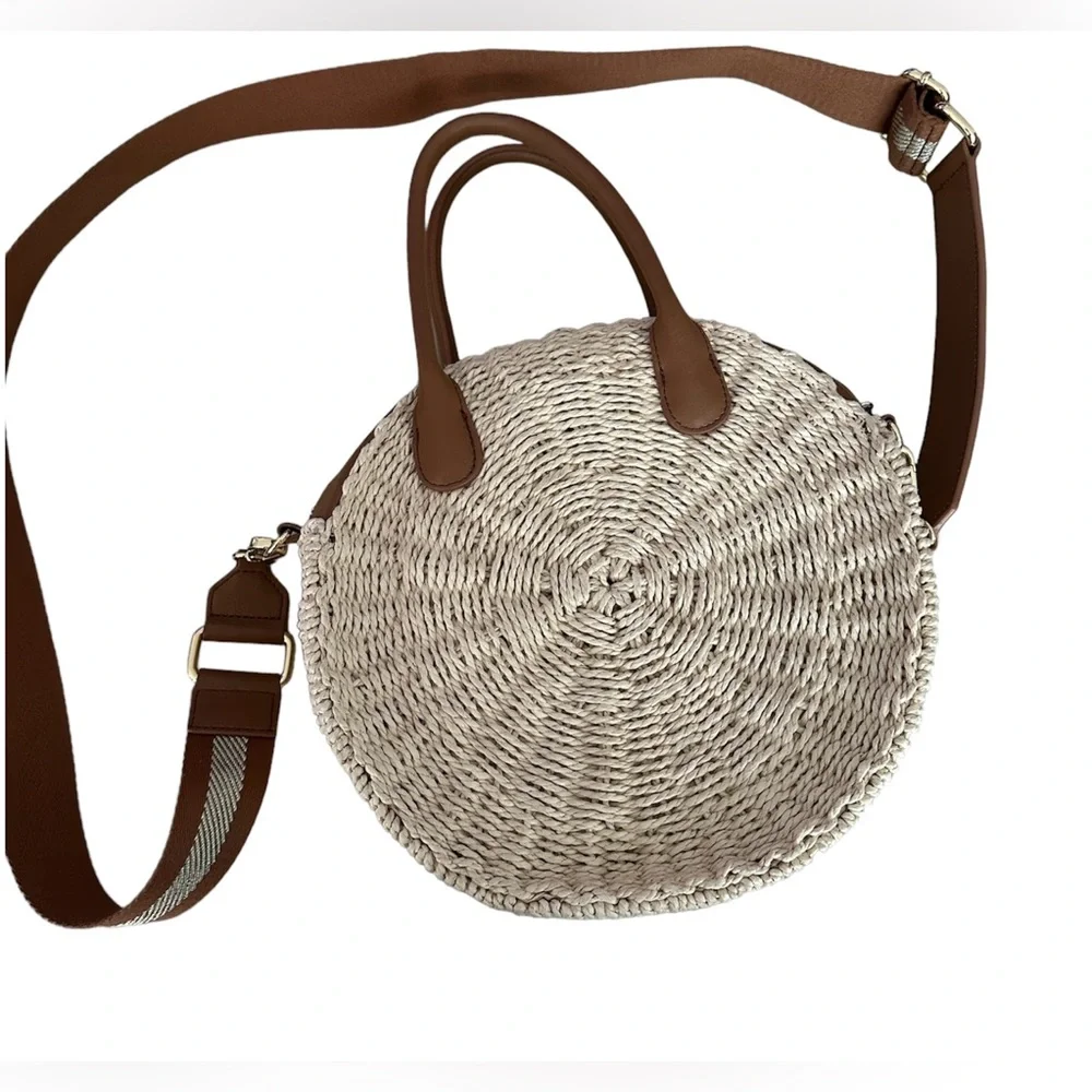 Talbots Woven Circular Straw Crossbody Bag - Picture 1 of 5